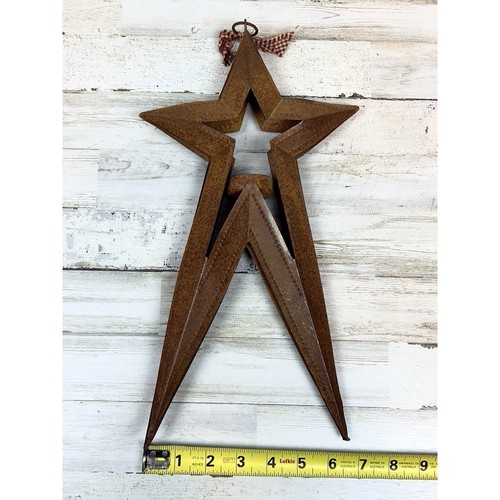 Rusty Star 3D candle holder wall hanging farmhouse country decor - Picture 3 of 3