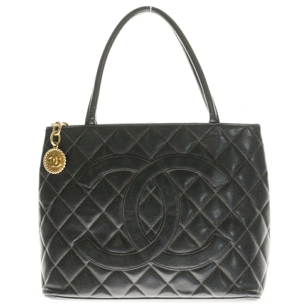 Chanel Black Caviar Leather Tote Handbag Pavement B Color