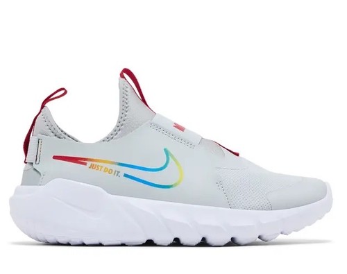 Nike Flex Runner 2 (TDV) Slip On Trainers White/Red Mesh UK 9 EU 27 DJ6039