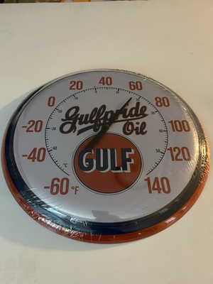 #ad #ad Gulf Oil Reproduction Round Thermometer Vintage Wall Decor $39.99
