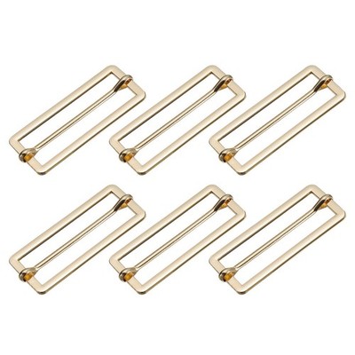 Slides buckles, 6pcs 50x17x2.3mm rectangle regulator, gold