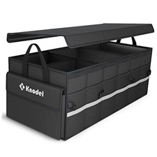 Car Trunk Organizer with Lid, 3 Compartments Collapsible Large-With Lid Black