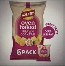 Walkers Oven Baked Prawn Cocktail Multipack Snacks 6x25g In Pack X2