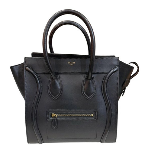 CELINE Luggage Mini Shopper Tote Bag Leather Black