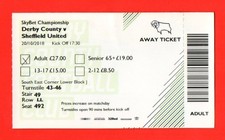 2018/19 DERBY 2-1 SHEFFIELD UNITED (PROMOTED) CHAMPIONSHIP 20.10.18 *NEAR MINT*