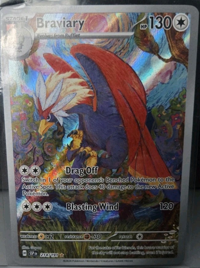Braviary 214/191, Surging Sparks Illustration Rare, NM Condition.