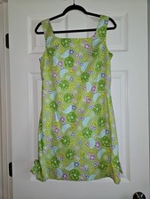 Lilly Pulitzer White Label Stretch Shift Dress 10 Guava Green Lime Twist Vintage