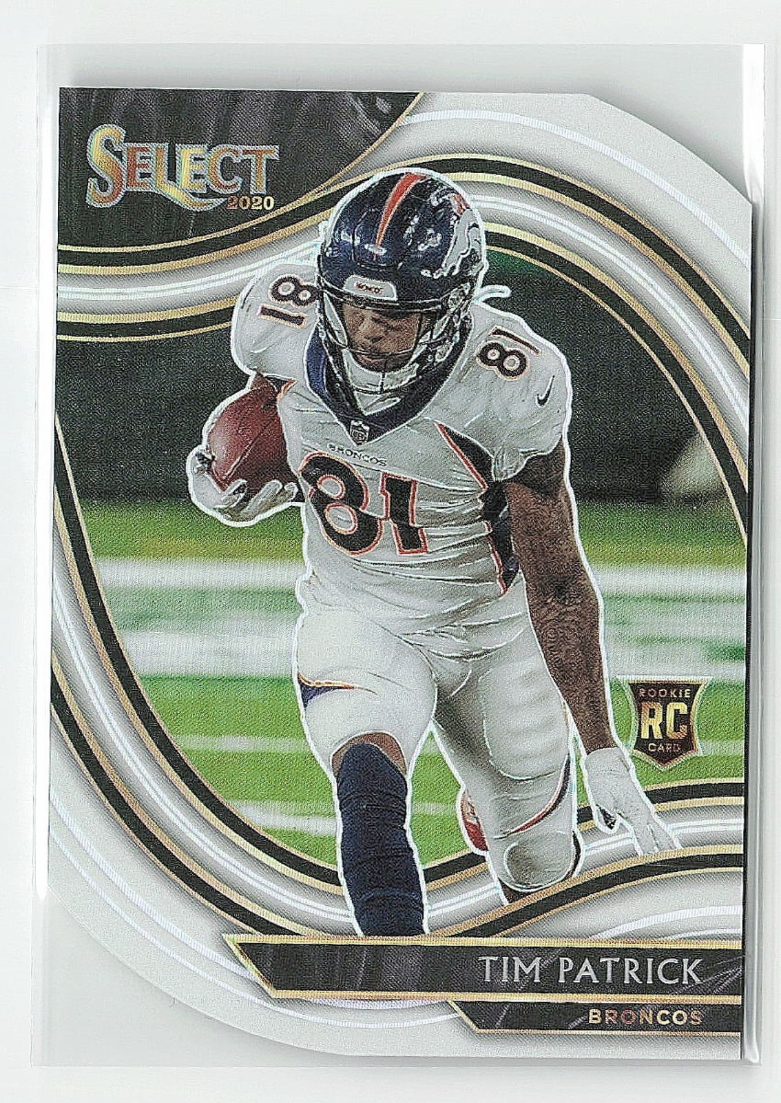 2020 Panini Select Tim Patrick White Prizm Die Cut #375 Field RC Broncos