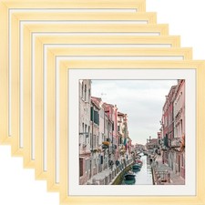 10x10 Wood Grain Picture Frames, 6 Pack for Wall/Table, 8x8 Mat