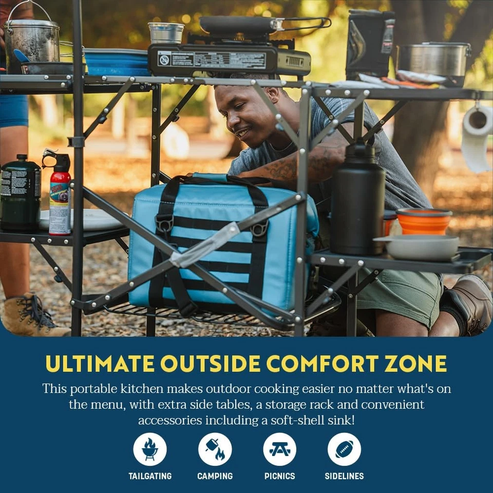 GCI OUTDOOR Master Cook Station | Mesa de cocina plegable portátil con Sh... Foto 2 de 4