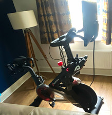 Peloton Upright Stationary Exercise Bike, Black incl size 5 shoes & weights