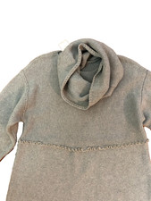 J. Jill XL Scallop Gray Heather LS Dbl Cotton Knit Pullover Dress Eternity Scarf