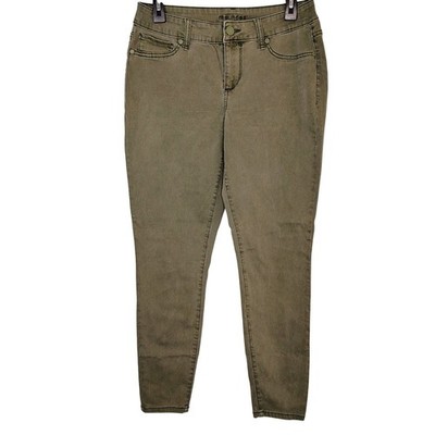 Maurices Womens Olive Green Skinny Leg Stretch Pants Size M-R Mid Rise 5 Pocket