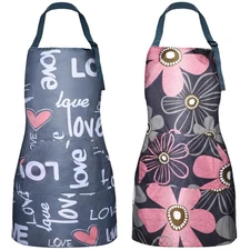 2 Pcs Aprons For Women with Pockets Waterproof Apron Adjustable Kitchen Apron...