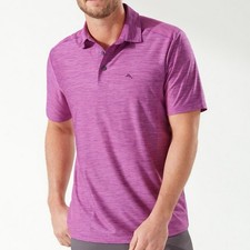 Tommy Bahama IslandZone Palm Coast Polo Shirt Men L Performance Golf Purple Pink