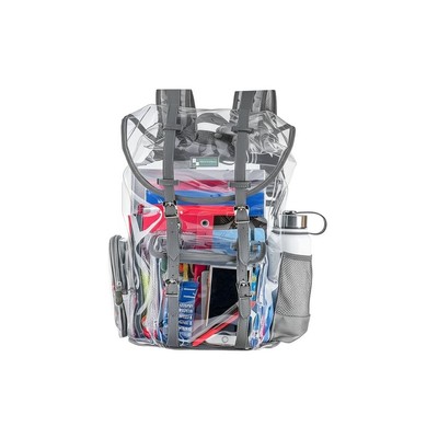 Heavy Duty Clear Backpack with Front Pocket | Large Clear Bookbag Transparent...