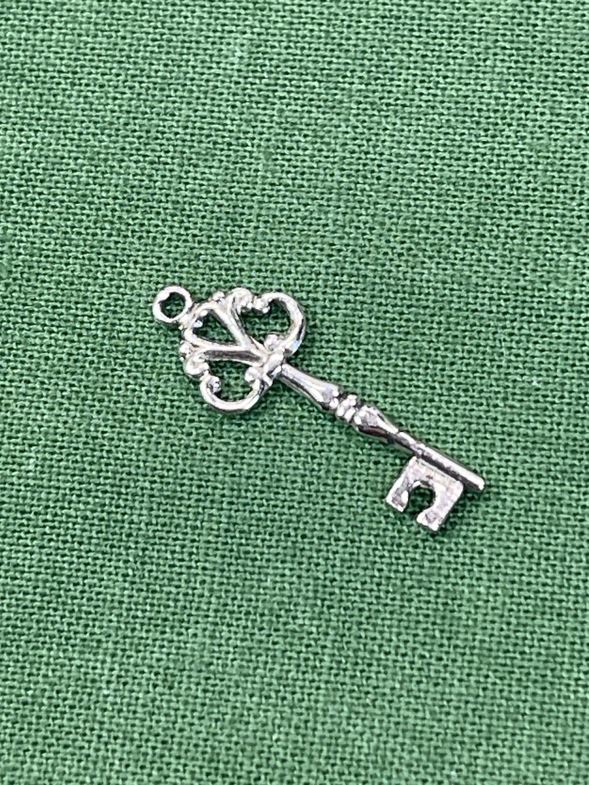 Tiny Sterling Silver Skeleton Key Charm Pendant *… - image 2