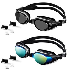 Swim Goggles, 2 Pack Swimming Goggles Anti-Fog Anti-UV No Leaking Adult Men W...