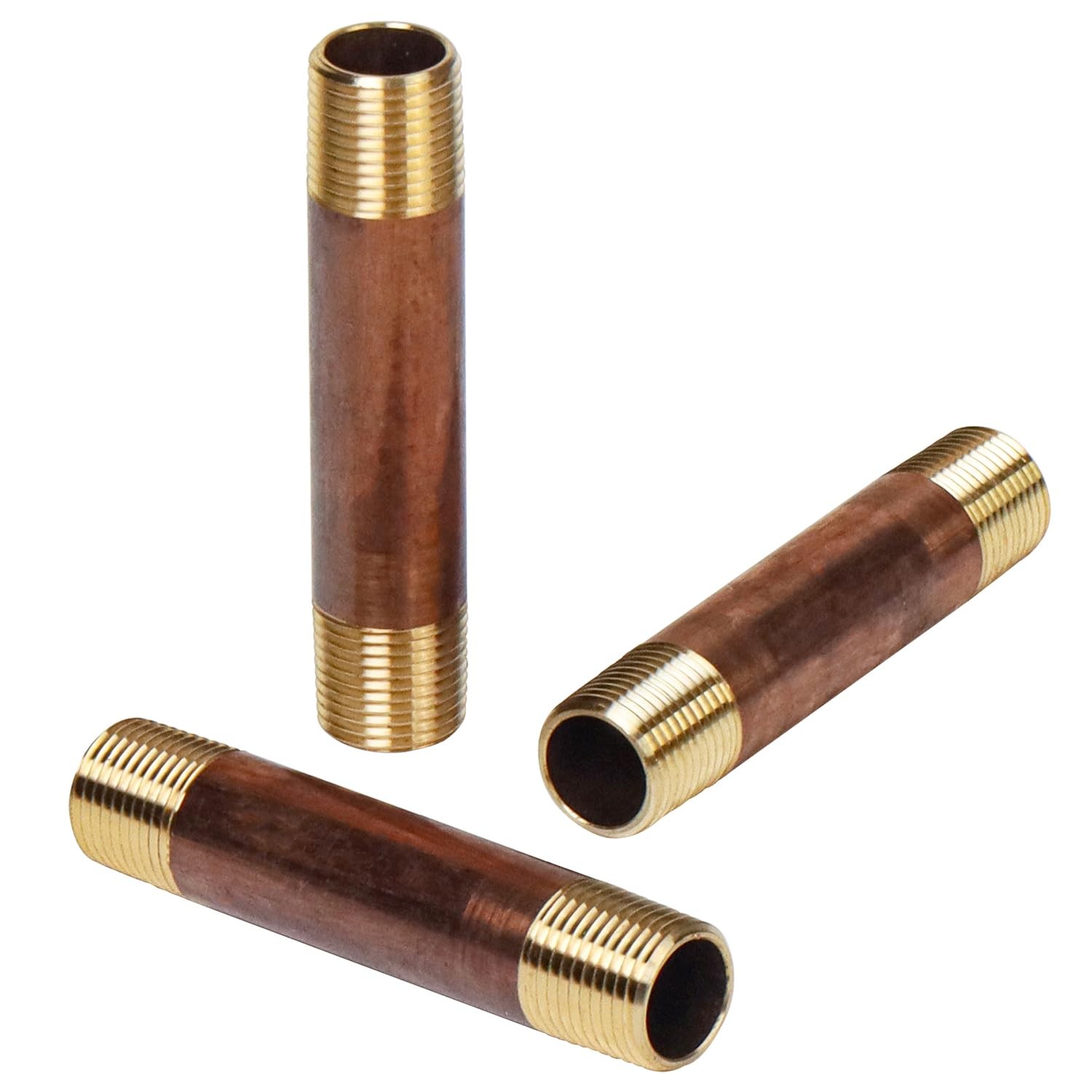 Brass Pipe 4" Long Nipples Fitting 1/2" Male NPT Air Water(Pack of 3)