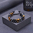 Triple Protection Bracelet Obsidian Hematite Tiger Eye 8mm Healing Crystal Beads