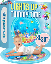 Splashez Lights up Tummy Time Water Mat for Babies, 30" X-Large Baby Water Mat T