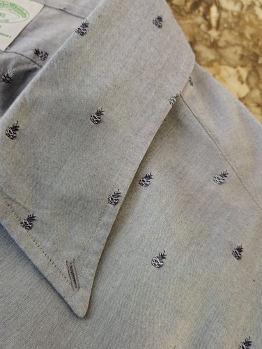 Brooks Brothers Milano Herren Hemd mit Ananas-Stickerei Knopfleiste Größe XL blau - Bild 10 von 15