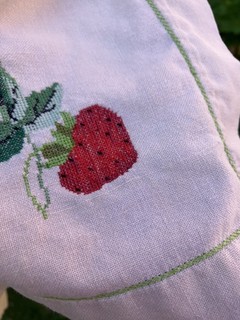 Strawberry Embroidered Tablecloth/ Bedspread 160cm X 210cm so pretty!