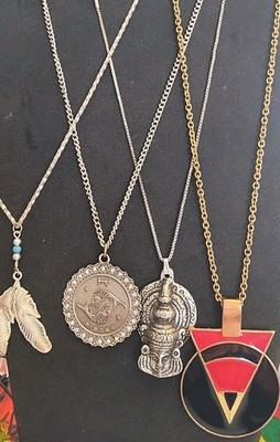 pisces zodiac necklace/Buda/Arrow And Feather Necklaces/Lot Of Four