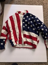 Vintage Limited Edition USA American Flag Jacket Large Stars Stripes FullZip90 s