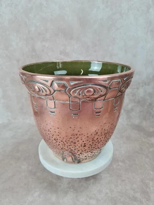 Cache-pot ancien Art Nouveau Gustave De Bruyn Fives-lille cuivre galvanoplastie - Photo 1/4