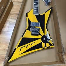 US Custom Shredder Electric Guitar Yellow Black Graphic Floyd Rose Tremolo Syst