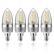 4 PCS E12 LED Candelabra Bulbs 100W Equivalent Daylight 6000K Bright 12W