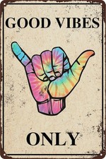 Funny Beach Good Vibes Only Surfboard Tin Metal Signs Home D cor 8x12