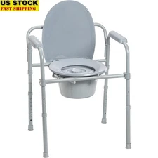 3-in-1 Bariatric Commode Chair Raised Toilet Seat Portable Foldable Safety Frame