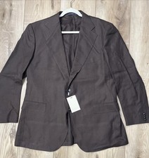Suitsupply Mens Jacket La Spalla 100 Linen Blazer Sport Coat Brown Size 50 NEW