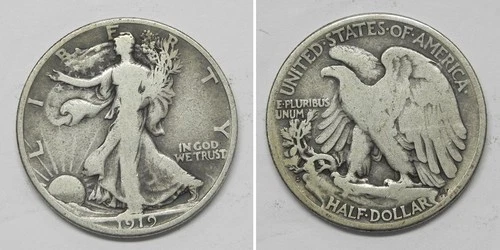 X7272  1919-S Liberty Walking Half Dollar 50c,  VG