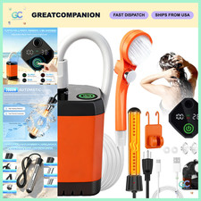 Portable Camping Shower with Heater - 6000mAh Rechargeable Hot Water Pump, LED D