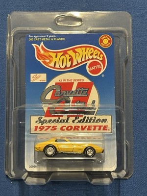 Hot Wheels Corvette Central Special Edition 1975 Corvette Rare Yellow #3 W/Case