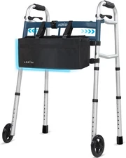 Narrow Folding Walker with Bag, Adjustable Width & Height, Supports 350 lbs