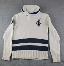 Polo Ralph Lauren Kids Sweater Medium 8-10 Shawl Collar Knitted Big Pony