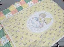 Vintage Handmade Baby Blanket Lot of 2 Quilted Precious Moments Patchwork