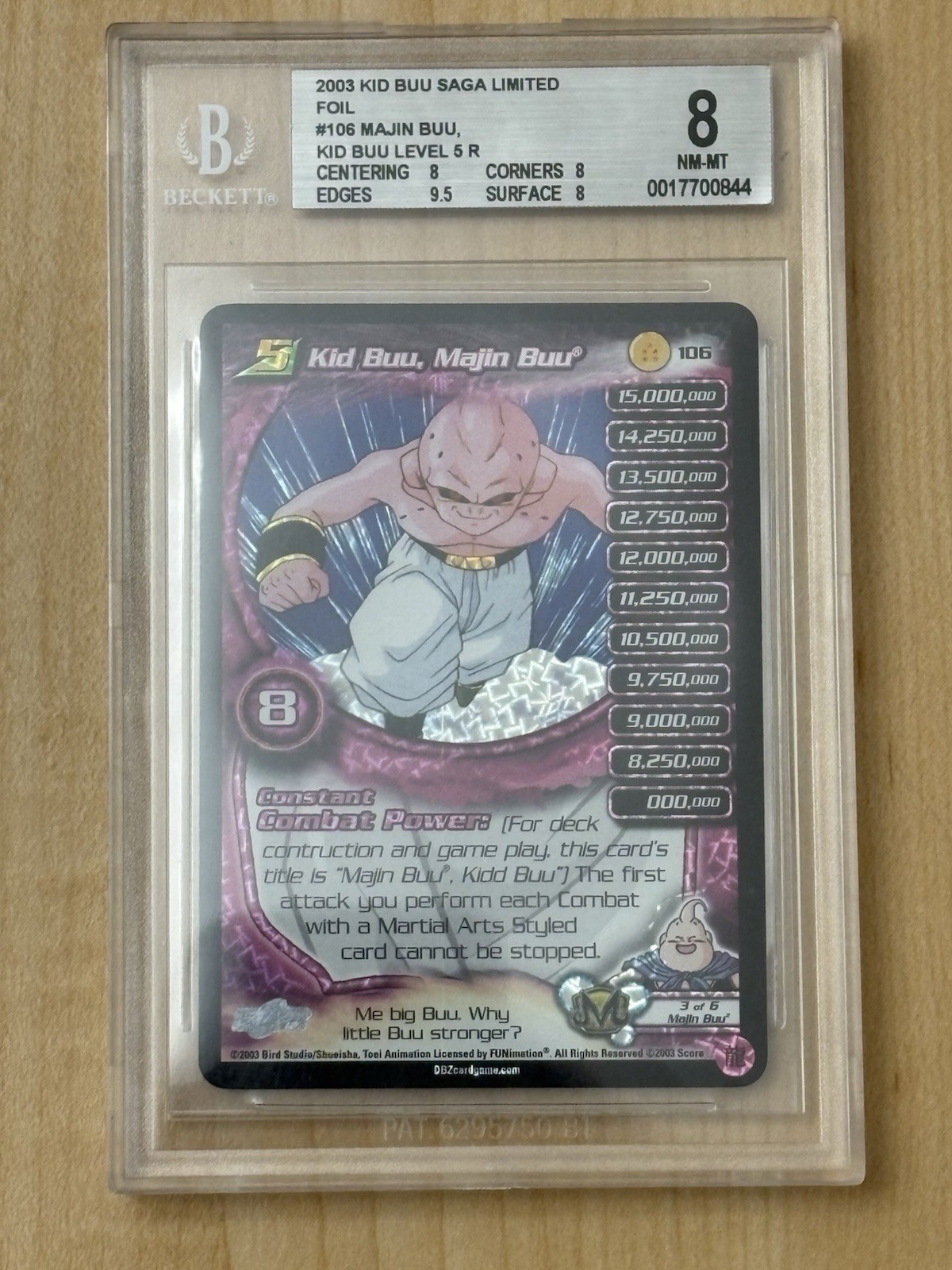 Kid Buu, Majin Buu Lvl 5 BGS 8 Dragon Ball Z DBZ CCG TCG Kid Buu Saga Score 2003