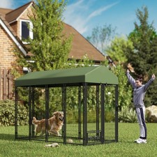 Dog Kennel, Welded Wire Heavy Duty Dog Run, 8' x 4' x 6', Green