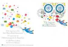 United Nations New York  2001 FDC 50th Anniversary Postal Administr.  Minisheet