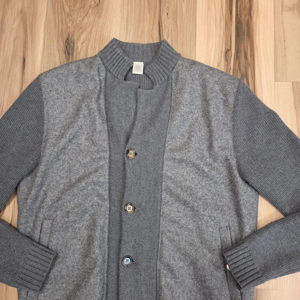 Eleventy Wool Cardigan Bomber Mens Large Button Up Preppy Gray - Image 3 of 4