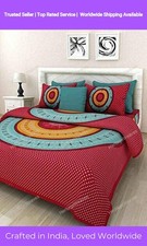 Home Decor Jaipuri Printed Winkle Free Cotton Double Bed Sheet, 2 Pillow Cover