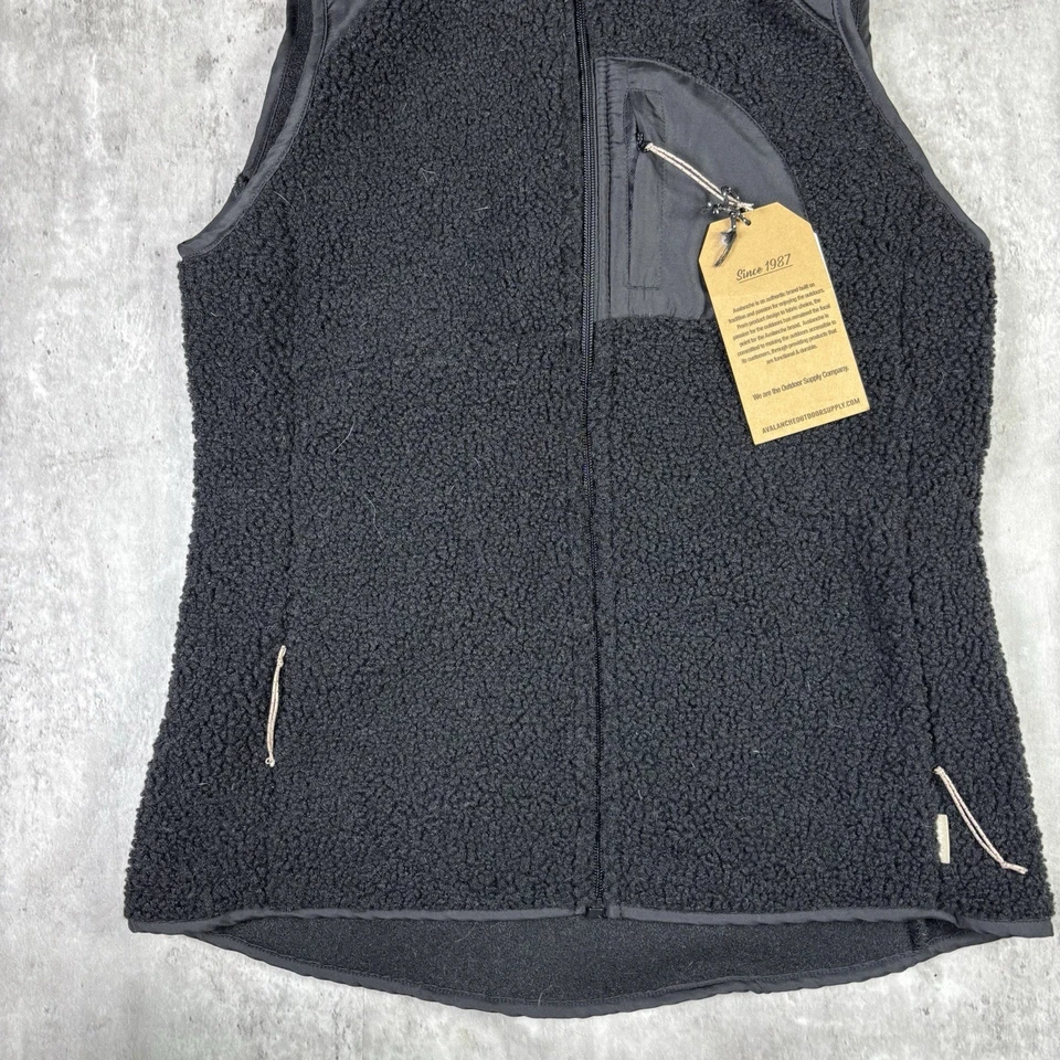 Avalanche Sherpa Deep Pile Black Fleece Vest Full Zip Womens M NWT - Image 4 of 4