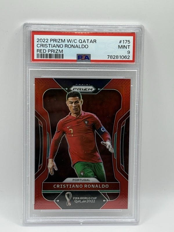 2022 Panini Prizm FIFA World Cup #175 Cristiano Ronaldo Red Prizm /399 PSA 9