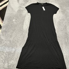 Banana Republic Dress Womens XS Knit Fitted Black Midi Short Sleeve