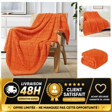 Plaid Polaire Whale Flotilla 130x150 cm Orange Gaufré Doux pour Canapé